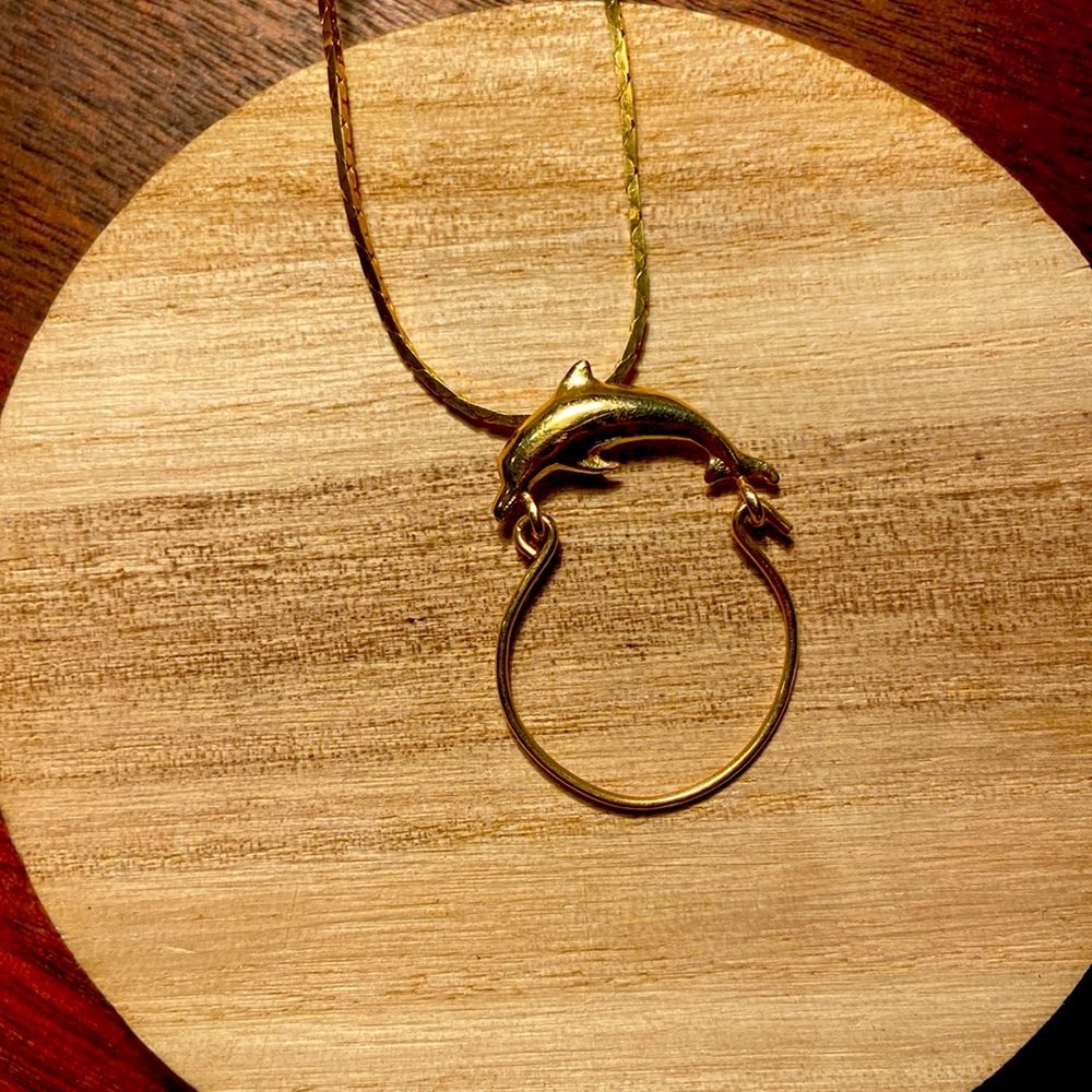 Vintage 80’s 14K Dolphin Charm Carrying Pendant - Picture 4 of 6